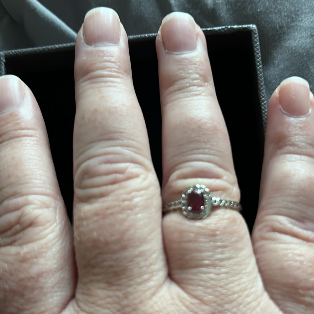 Sterling Silver Genuine Ruby Size 9 Adjustable Ri… - image 3
